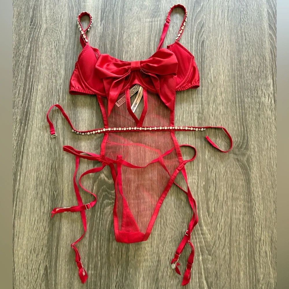 Victorias Secret jeweled bow tie teddy - Picture 3 of 6